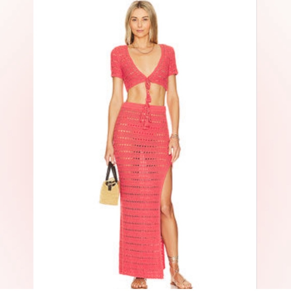 L*Space Coral Crochet Swim Set - Beach Vacation Dress - Picture 12 of 12